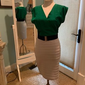 Express Green and Cream Party Dress